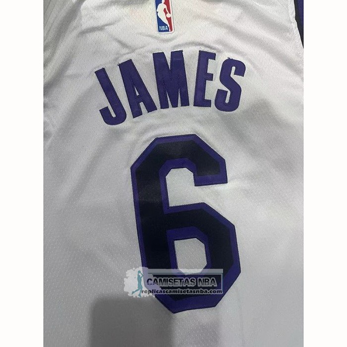 Camiseta Los Angeles Lakers LeBron James NO 6 Ciudad 2022-23 Blanco